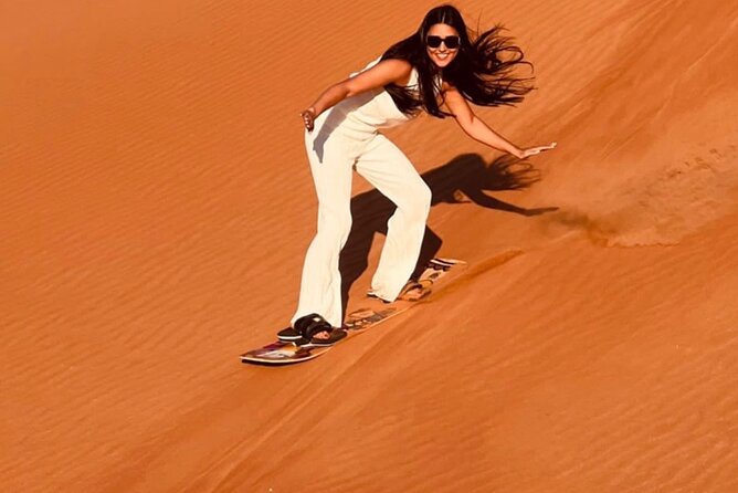 4x4 off-Road Desert Safari, Sandboarding, CamelRide, Veg & BBQ - Stop 1: Sahara Amusement for a warm-up, rest break, and optional quad or buggy