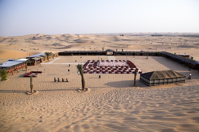 Abu Dhabi Desert Safari (Dune Bashing, BBQ Dinner, Camel Ride & Sand Skii) - BBQ dinner, shisha, and star gazing in the dark desert