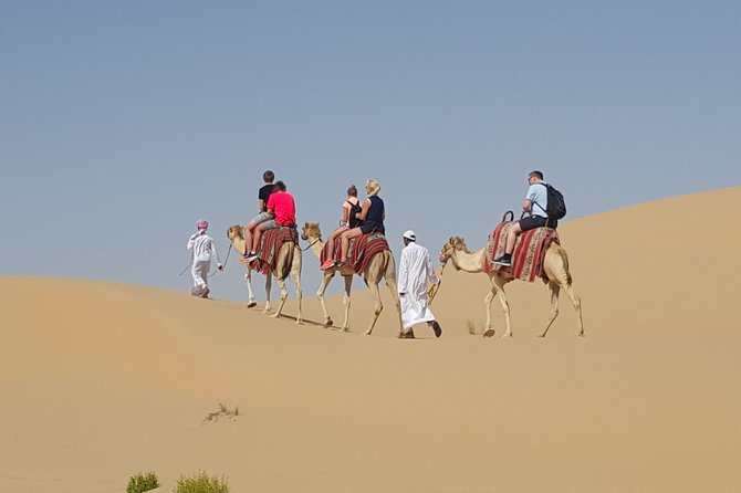 Abu Dhabi Desert safari with BBQ Dinner,Sandboarding & Camel ride - Dune bashing with a professional desert marshal