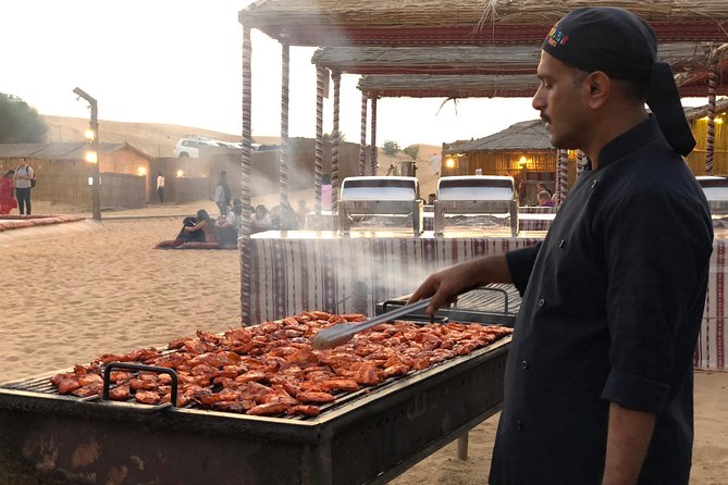Abu Dhabi Evening Desert Safari with BBQ Dinner and all Camp Activities - BBQ Dinner and Belly Dancing, Plus Shisha and Arabic Coffee