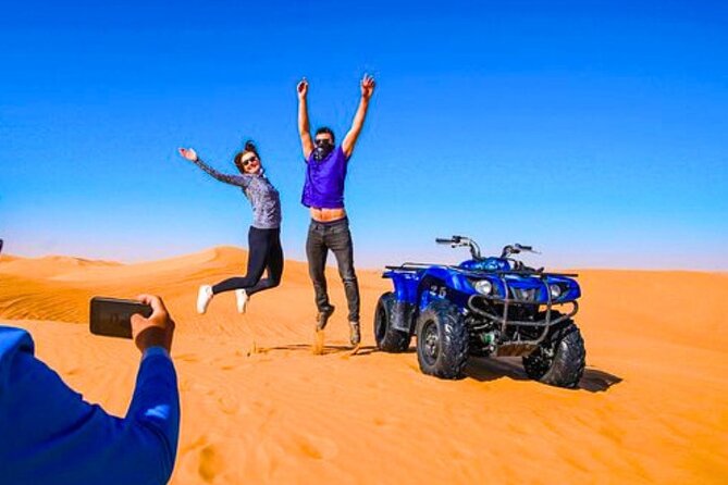 Desert Safari Dubai 30 Mins Quad Bike, Sand Board, Camel Ride BBQ - BBQ Night, Whirling Dervish, Folklore Dancing, and Stargazing