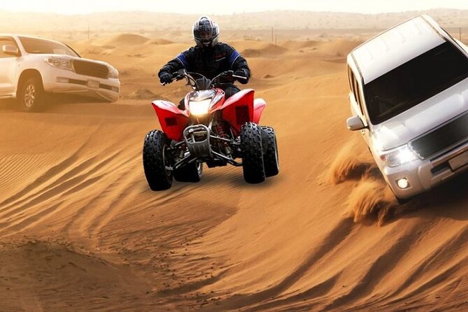 Desert safari Dubai with BBQ Dinner - From Dubai hotel pickup to red dunes in a 4WD