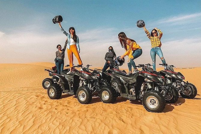 Desert Safari Red Dunes with Camel Ride, Sandboard, BBQ and Shows - Arabic dress for photos and optional ATV fun