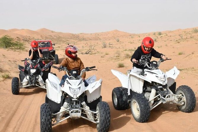 Desert Safari W/BBQ Dinner, Quad Bike, Camel Ride, & Sandboarding - From Hotel Pickup to Dune Bashing in a New Land Cruiser 4x4