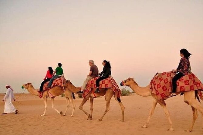 Desert Safari with BBQ Dinner, Camel Ride, Sand Board & Live Show - Dune Bashing and Optional Quad Biking Over Red Sand