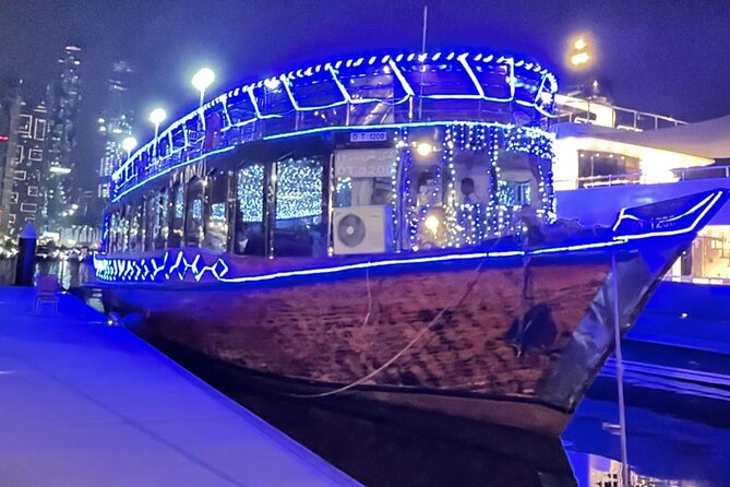 Dhow Cruise with Dinner at Dubai Marina - The view list: Ain Dubai and the Marina skyline at night