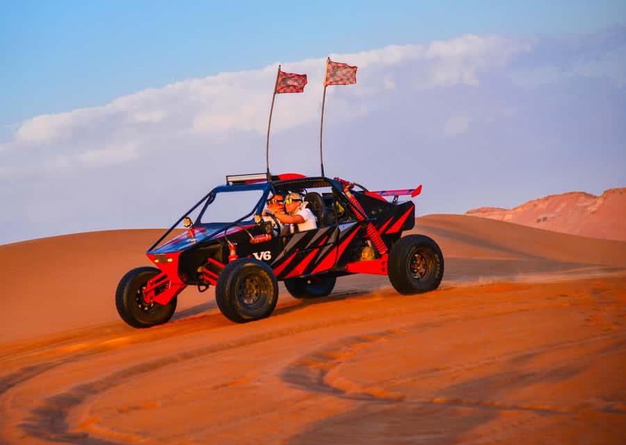 Dubai: 3000cc V6 Dune Buggy & Sandboarding -Private Tour - Luxury pickup across Dubai, plus a guest lounge that actually helps