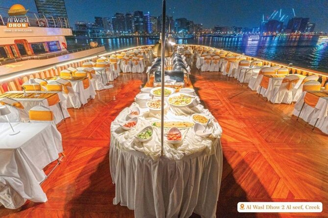Dubai Best Dhow Cruise Dinner Buffet (Multi Cusine) - From Souk Al Seef to a Night Cruise With Landmark Views
