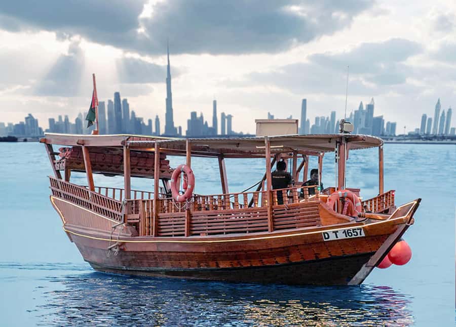 Dubai: Burj Khalifa Sunset on an Abra - Boarding the Abra: what the boat experience really gives you