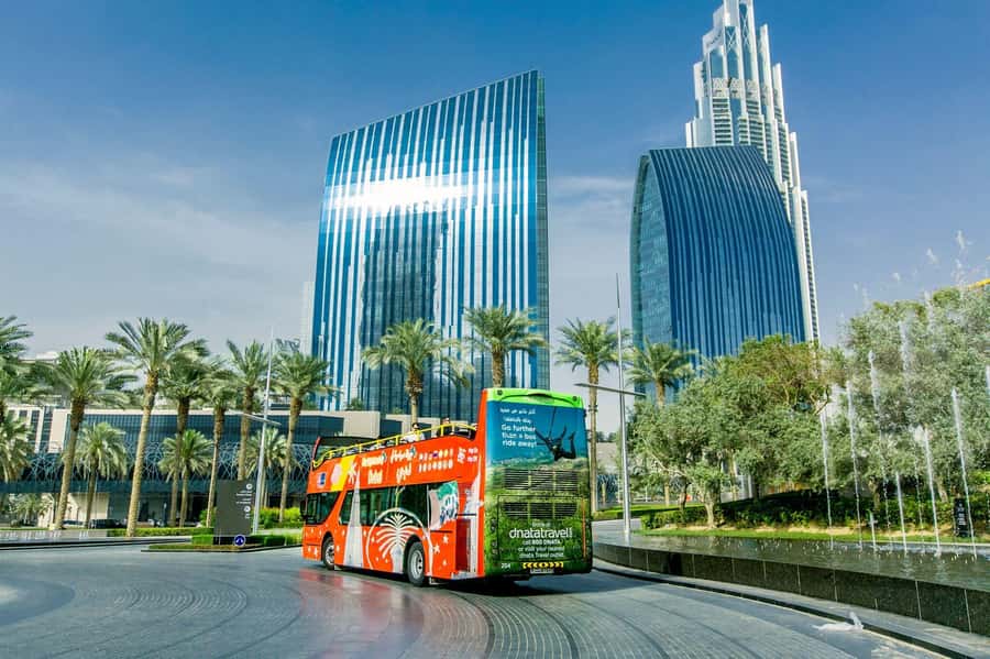 Dubai: City Sightseeing HOHO Bus Tour + Sunset & Night Tour - Blue Route (Marina, JBR, Palm Jumeirah): skyline and beach views in one loop