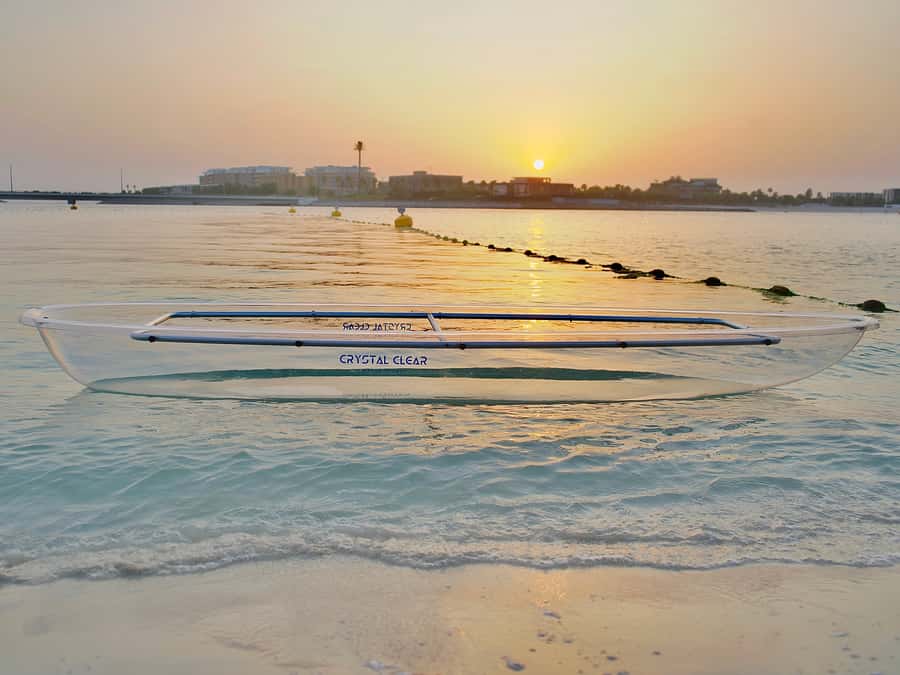 Dubai: Clear Kayaking Experience with Burj Khalifa View - Burj Khalifa from afar, skyline views, and Jumeirah Bay Island vibes