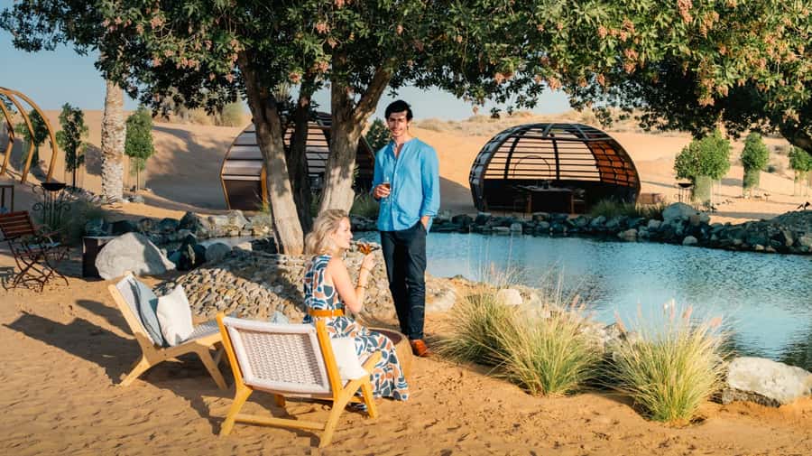 Dubai: Conservation Drive & Platinum Breakfast - The breakfast at Al Maha, air, water, earth, and fire