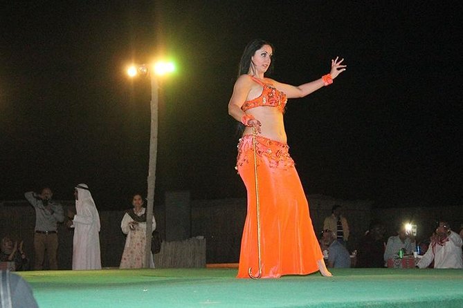 Dubai Desert Red Dune Half-Day Safari Adventure and BBQ Dinner - Dinner at the Desert Camp: BBQ Buffet Plus Belly Dance, Tanoura, and Fire