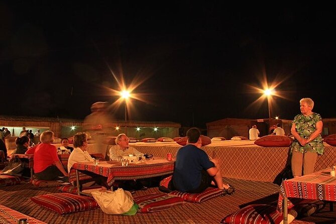 Dubai Desert Safari 20 mins Dune Bashing BBQ Live Show Camel Ride - Live shows in the desert camp: belly dancing, fire show, and photo points