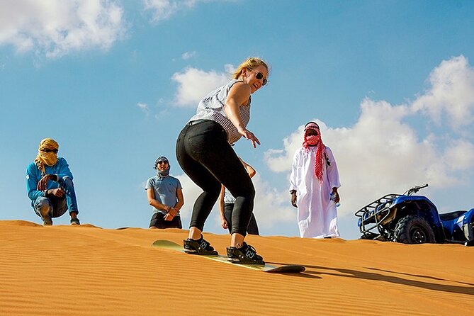Dubai Desert Safari Adventure, 60mins ATV, Camel Ride, Shows, BBQ - Dune bashing and sandboarding, the red-sand action portion