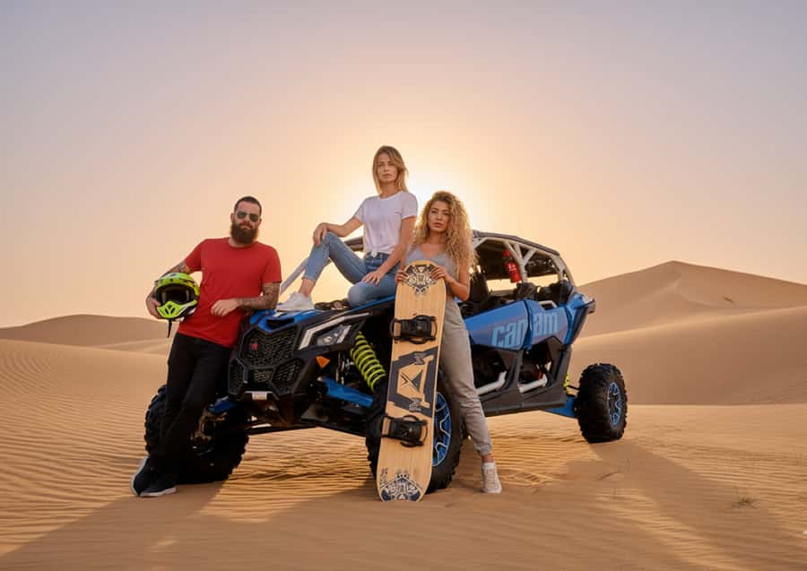 Dubai: Desert Safari, Quad Bike, Sandboarding, Camels & BBQ - Camel Ride and Falcon Moments at the Desert Camp