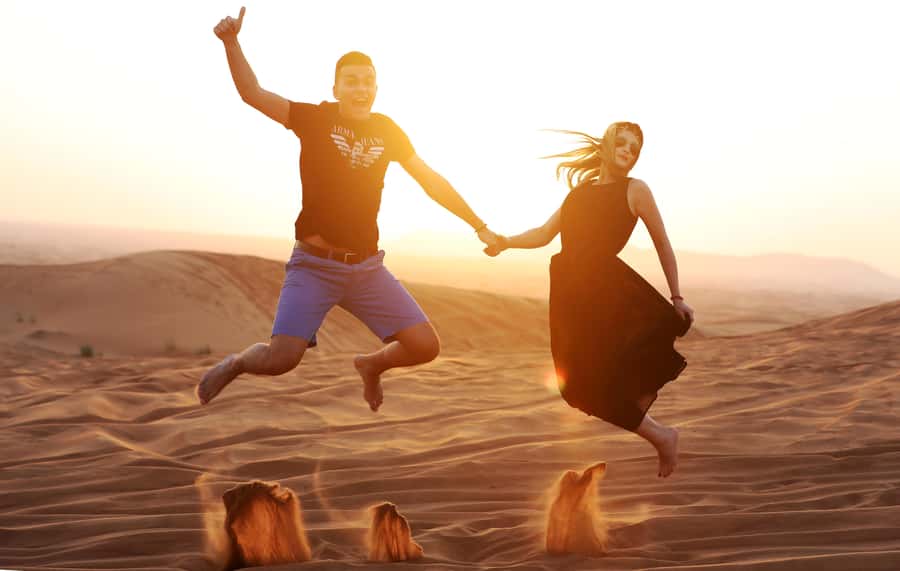 Dubai: Desert Safari, Quad Bike, Sandboarding, Camels & BBQ - Arabic Welcome, Henna, Shisha, and Sunset Photos