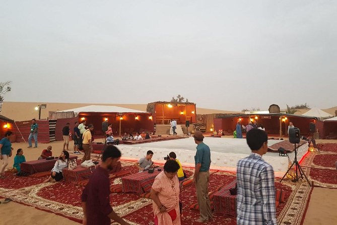 Dubai Desert Safari with Quad Bike, sandboarding, live show & BBQ - BBQ dinner buffet plus soft drinks, tea, and the shisha option