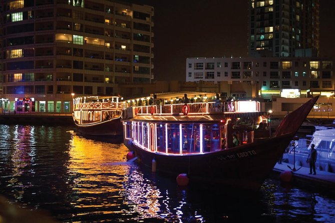 Dubai Dhow Dinner Cruise Marina with pickup drop option - A restored dhow dinner cruise, with Dubai Marina as the main character