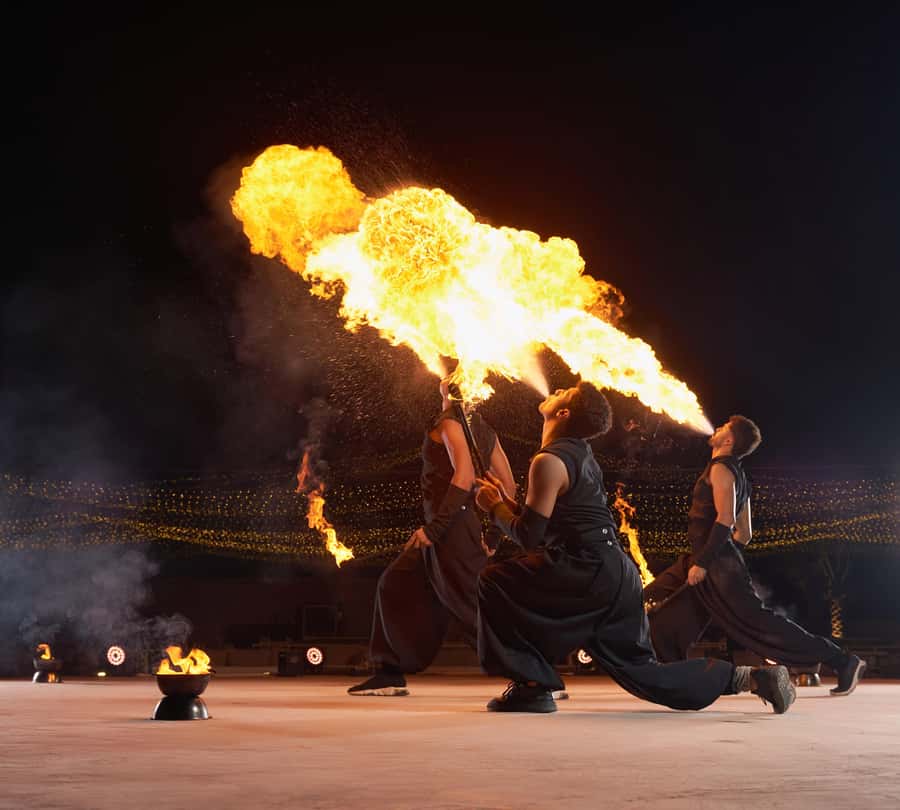 Dubai: Exclusive VIP Desert Safari Dinner with Live Show - The Show Plan at Noble Camp, Nine Performances and a Fire Finale