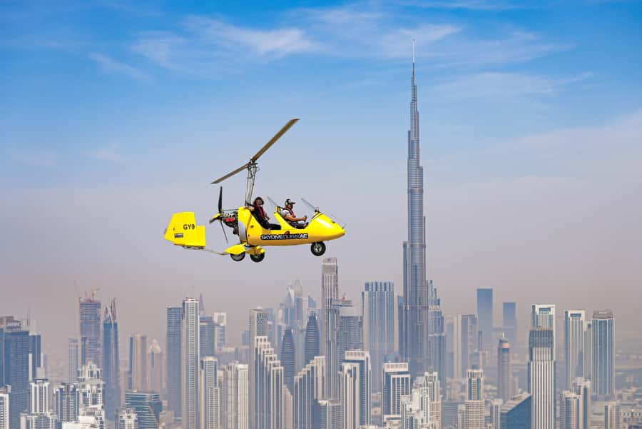 Dubai: Gyrocopter Introductory Flight - Safety briefing, headsets, lifejacket, and the weight rules that matter