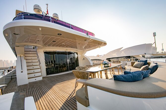 Dubai Harbour Super Yacht Experience with gourmet & Drinks - The Big Photo Targets: Atlantis and Burj Al Arab, Weather Permitting