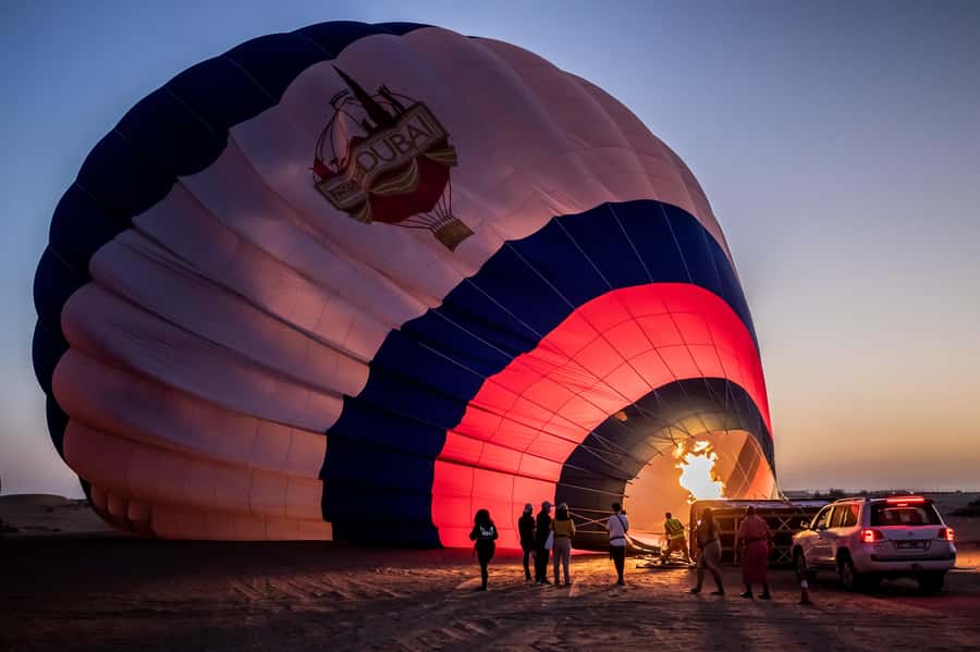 Dubai: Hot Air Balloon Ride & Falcon Show Over the Desert - Balloon Launch, Safety Briefing, and Waiting for Lift-Off