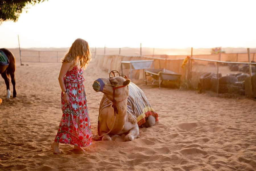 Dubai: Hot Air Balloon with Camel, ATV, & Horse Ride Options - Mid-flight views over dunes and toward the Hajar Mountains