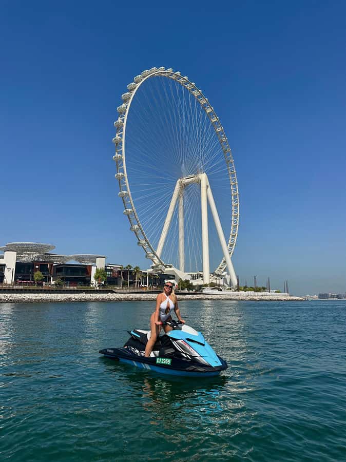Dubai: Jetski Tour to Dubai Eye, JBR, Palm & Burj Al Arab - JBR Beach photo stop and free play time