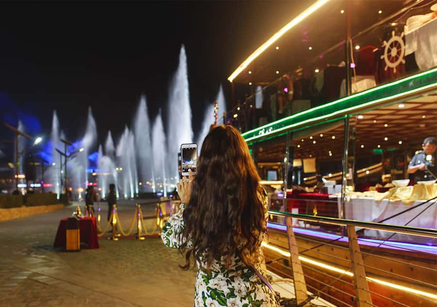 Dubai: Luxury Canal Dinner Cruise with Optional Transfers - Skyline Views: Waterfall Bridges, Business Bay, Burj Khalifa, and More