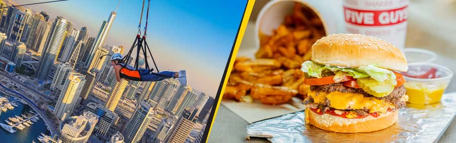 Dubai: Marina Ziplining with Photos, Video and Meal - The Five Guys meal voucher: a quick reward after adrenaline