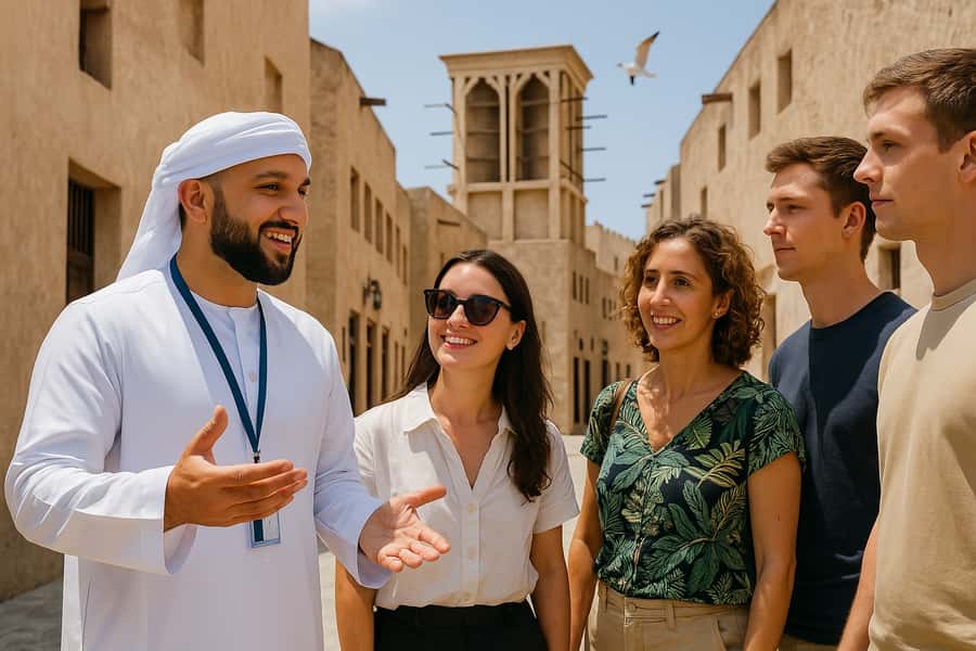 Dubai: Old Town Walking Tour with Abra Cruise & Street Food - Al Fahidi District: walking in the shade of history