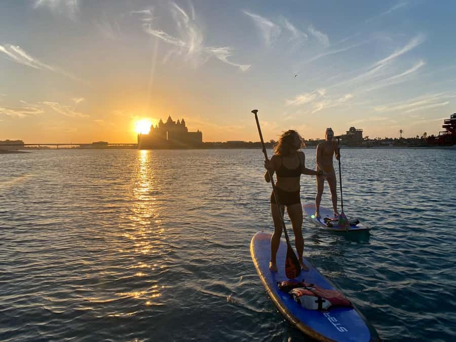 Dubai: Palm Jumeirah Paddle Boarding Tour - West Crescent views and the Atlantis Hotel photo stop