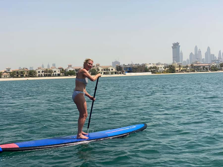 Dubai: Palm Jumeirah Paddle Boarding Tour - The quick dip in the sea and how to stay comfortable
