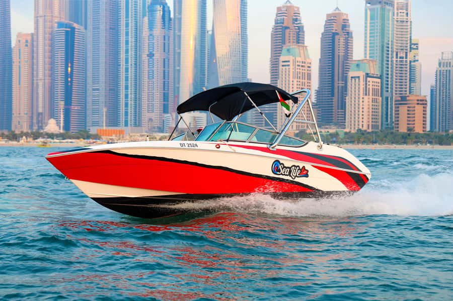 Dubai: Private Boat Tour - JBR/Burj Al Arab/Atlantis options - The Palm Jumeirah and the Burj Al Arab photo moment