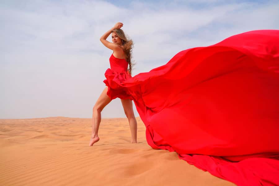 Dubai: Private Flying Dress Photography and Dune Drive Trip - Your 4-Hour Plan, From Hotel Pickup to the Gallery Link