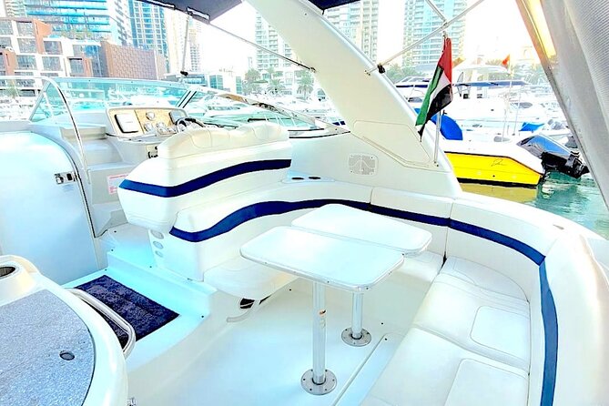 Dubai: Private Yacht Cruise on a 34 Ft Yacht - On board comfort: sun-beds, showers, restroom, and small luxuries