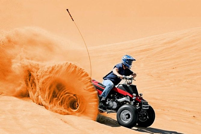Dubai Quad bike ride 30 Min: Dune bashing, Sand Boarding & Dinner - The Desert Camp: Dinner, Camel Ride, Henna, and Shisha
