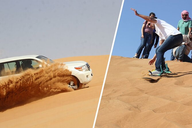 Dubai Red Dune Extreme Desert Safari Adventure With Sand Boarding - Land Cruiser pickup and timing: what 4 hours usually means