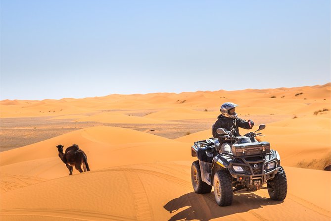 Dubai Red Dune Safari, ATV Quadbiking 10 mins, BBQ, shows - The Desert Camp Schedule at Sunset: Camel, sandboarding, henna, and shisha