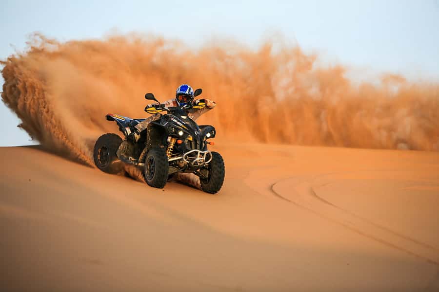 Dubai: Red Dune Safari, Quad Bike, Camel Ride, BBQ Dinner - Sandboarding and that golden-sand photo stop