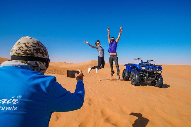 Dubai Red Dunes ATV, Camels, Stargazing & 5<em> BBQ Al Khayma Camp – Key takeaways before you go’ /></p>
<ul>
<li><strong>ATV time first, camp time second</strong>: you get adrenaline early, then slow down for dinner and shows</li>
<li><strong>Al Khayma camp includes more than dinner</strong>: coffee, sweets, camel riding, henna for ladies, shisha, falcon photo-ops, and entertainment</li>
<li><strong>Evening slots are the full show</strong>: <strong>stargazing and the fire show</strong> are tied to evening timing</li>
<li><strong>Max group size is small</strong>: capped at 15 travelers, which helps the experience feel less crowded</li>
<li><strong>Water is handled</strong>: unlimited cold mineral water and soft drinks are included</li>
<li><strong>You’re responsible for ATV damage</strong>: the tour notes that damage due to ATV use is not covered by insurance</li>
</ul>
<div class="twil" style="margin: 20px 0; padding: 15px 0;"><p>If you want to stay out past dinner, look at these</p><ul style="margin: 10px 0; padding-left: 0; list-style: none;"><li style="margin: 0 0 12px 0; padding: 0 0 12px 0; border-bottom: 1px solid #eee; line-height: 1.4;"><a href="https://uaetourreviews.com/dubai-red-dunes-atv-camels-stargazing-5-bbq-al-khayma-camp/">Dubai Red Dunes ATV, Camels, Stargazing & 5* BBQ Al Khayma Camp</a><br><span style="font-size: 0.82em; color: #555;"><span style="color: #c2703a;">★</span> 5.0 &nbsp;&middot;&nbsp; 21,620 reviews</span></li><li style="margin: 0 0 12px 0; padding: 0 0 12px 0; border-bottom: 1px solid #eee; line-height: 1.4;"><a href="https://uaetourreviews.com/dubai-sunset-camel-trek-al-khayma-camp-stargazing-bbq/">Dubai: Sunset Camel Trek, Al Khayma Camp, Stargazing & BBQ</a><br><span style="font-size: 0.82em; color: #555;"><span style="color: #c2703a;">★</span> 4.8 &nbsp;&middot;&nbsp; 2,588 reviews</span></li><li style="margin: 0 0 12px 0; padding: 0 0 12px 0; border-bottom: 1px solid #eee; line-height: 1.4;"><a href="https://uaetourreviews.com/dubai-overnight-desert-safari-bbq-stargazing-at-al-khayma-camp/">Dubai Overnight Desert Safari, BBQ & Stargazing at Al Khayma Camp</a><br><span style="font-size: 0.82em; color: #555;"><span style="color: #c2703a;">★</span> 5.0 &nbsp;&middot;&nbsp; 2,327 reviews</span></li><li style="margin: 0; padding: 0; border-bottom: none; line-height: 1.4;"><a href="https://uaetourreviews.com/dubai-evening-desert-safari-with-camel-ride-stargazing/">Dubai: Evening Desert Safari with Camel Ride & Stargazing</a><br><span style="font-size: 0.82em; color: #555;"><span style="color: #c2703a;">★</span> 4.8 &nbsp;&middot;&nbsp; 1,627 reviews</span></li></ul></div><h2 id="why-the-dubai-red-dunes-atv-plus-al-khayma-camp-feels-worth-it">Why the Dubai red dunes ATV plus Al Khayma camp feels worth it</h2>
<p><img width="669" height="446" decoding="async" src=
