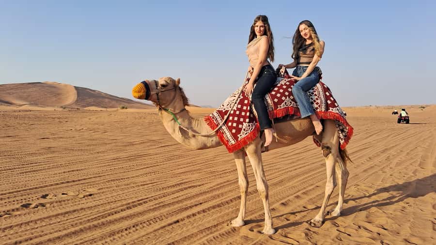 Dubai: Red Dunes Evening Quad Bike, Dune Blast with BBQ - First Desert Stretch: Camel Ride, Quick Shopping, and Safety Setup