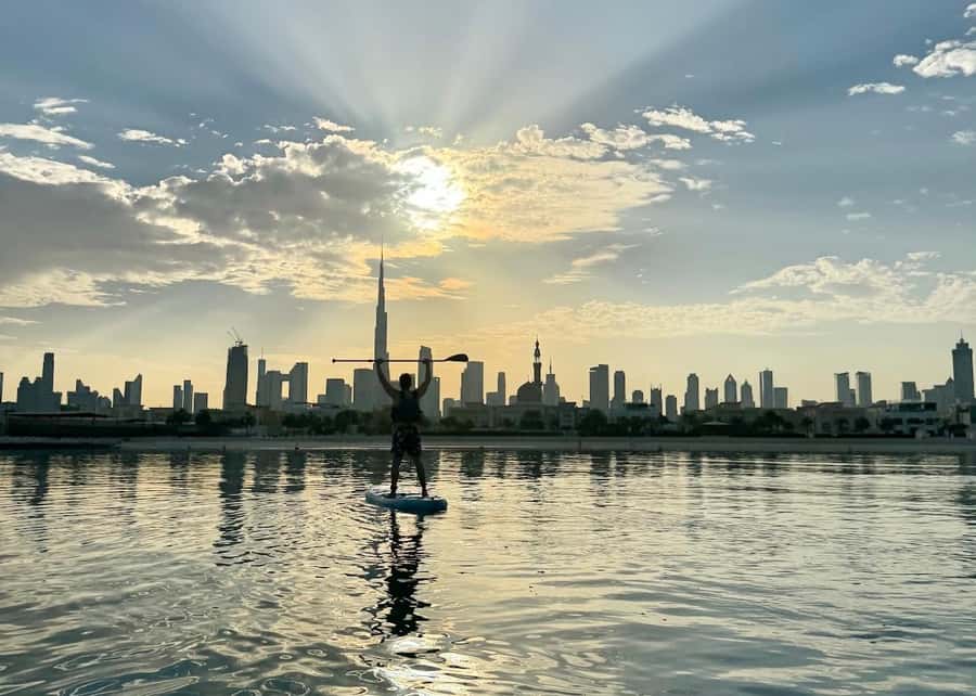 Dubai: Stand-Up Paddle Boarding with Burj Khalifa View - Small group SUP (max 2): better attention, less waiting