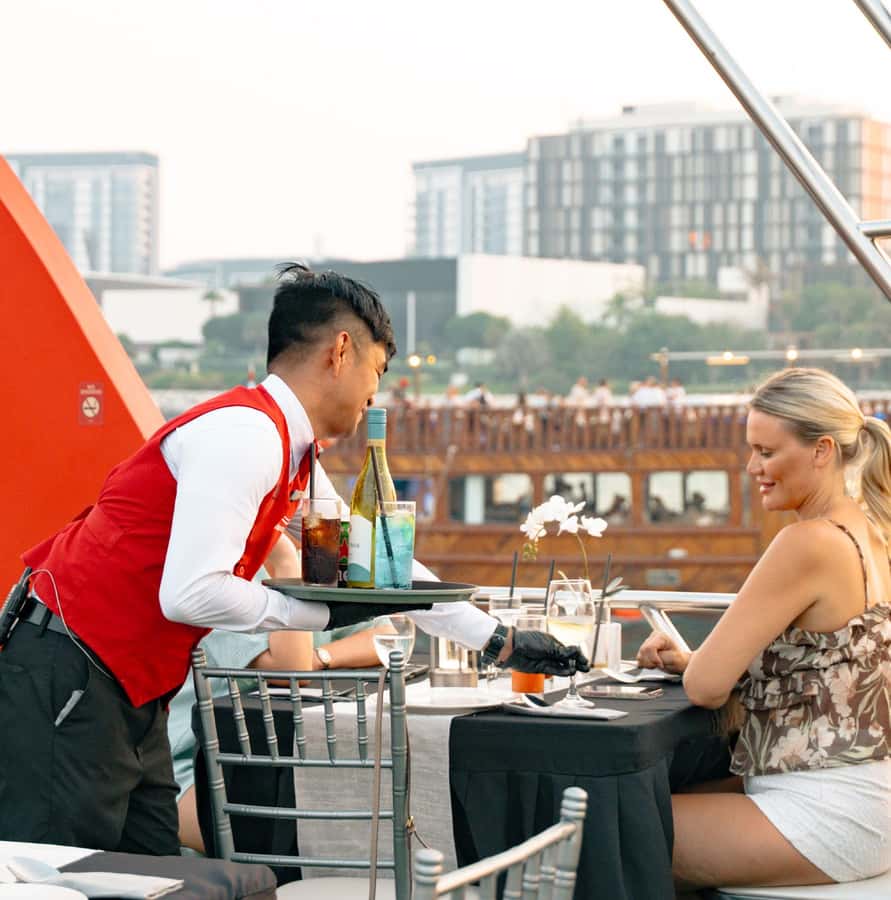 Dubai: Sunset or Dinner Cruise with Live Music & Open Bar - What You Eat: International Buffet With Live Pasta and Noodle Stations