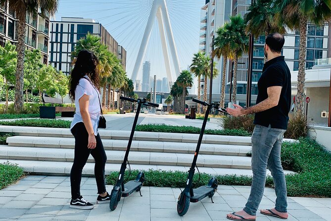 E-Scooter Guided Tour of Marina, JBR, Bluewaters Top Attractions - JBR for five minutes: quick visuals, not a full beach day