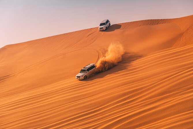Evening Desert Safari with ATV Quad Bike Dune Bashing BBQ Dinner - Getting to the dunes: 4x4 pickup and sunset timing