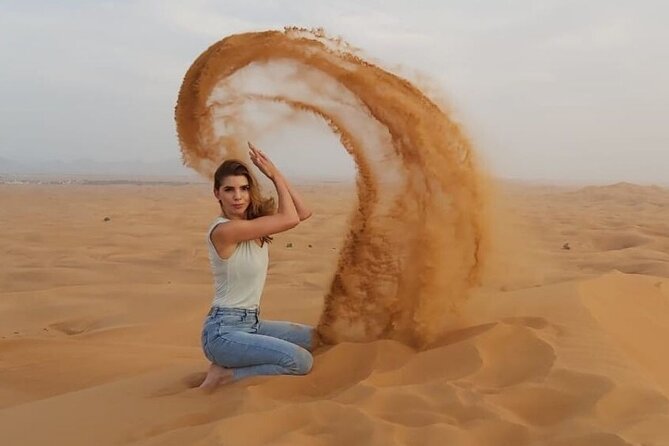 Morning Dune Bashing with Camel Trekking and sand boarding - Falcon photo moments and why your driver can change the vibe