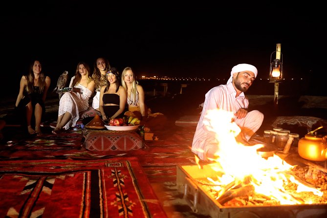 Overnight Desert Experience with safari and BBQ Dinner - The overnight night routine: Arabic coffee lesson, firelight, and tent sleep