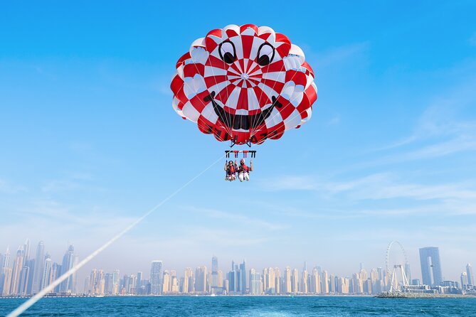 Parasailing in Dubai with Palm Jumeirah and JBR Beach views - Key Points Before You Go
